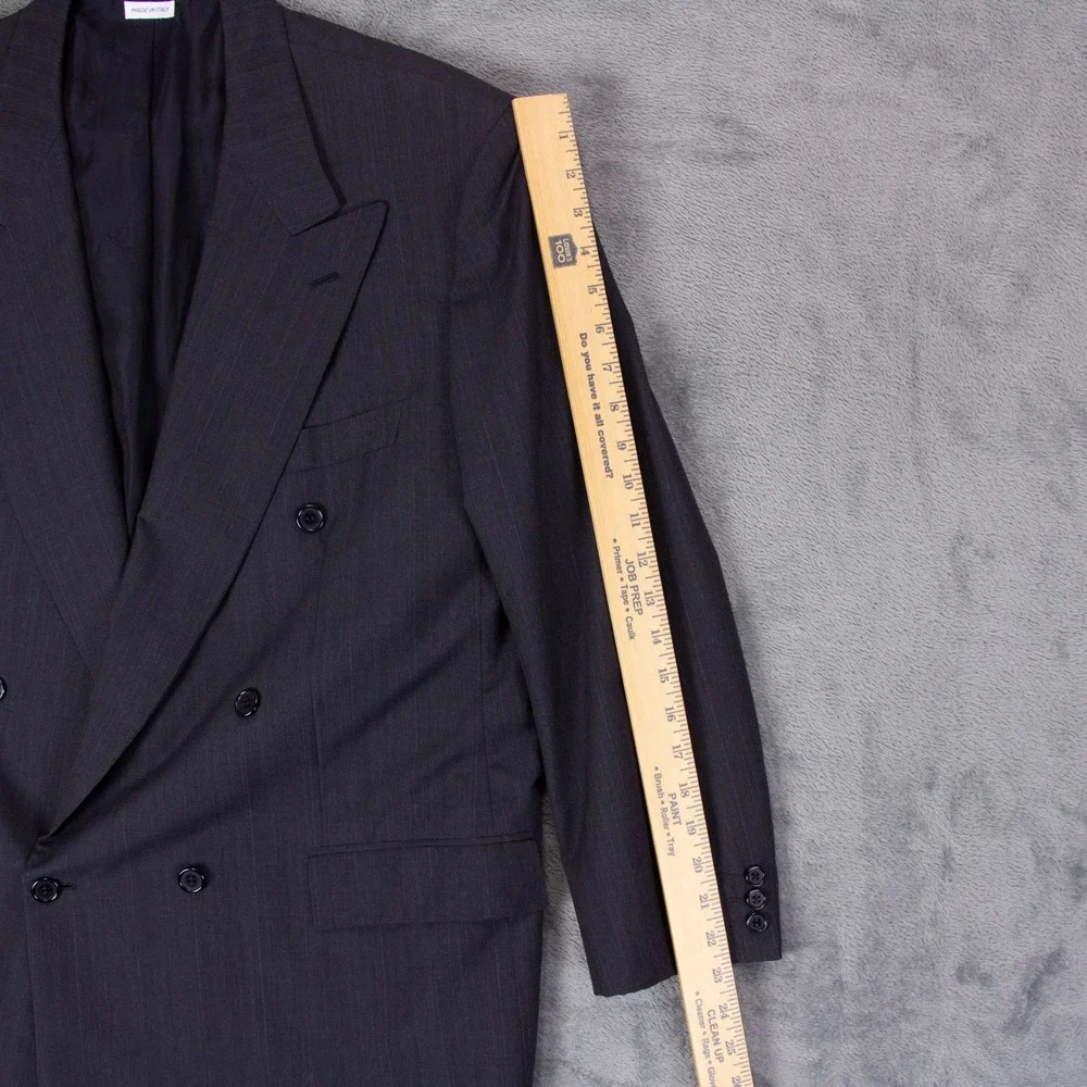 VTG Brioni Mens‎ 44R Double Breasted Wool Suit Jacket Blazer Gray Made in Italy